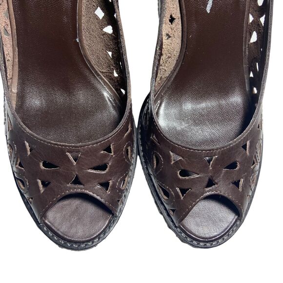 Report Jocelyn Wedge Shoes Women's Size 7.5 M Brown Perforated Leather Boho - Picture 8 of 11
